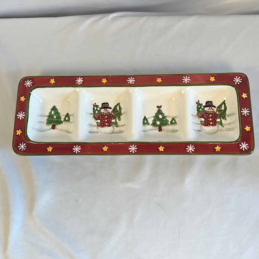Home Lifestyles Holiday Christmas Divided Serving Tray